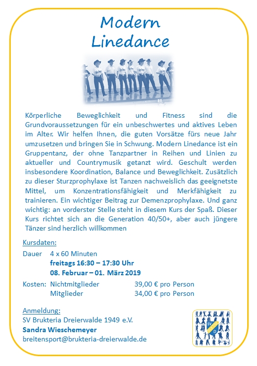 20190118 15 30 Breitensport Flyer Tanzkurse Modern Linedance