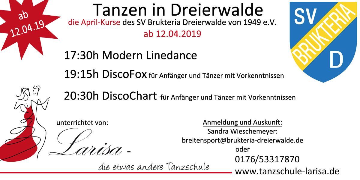 Neue April - Tanzkurse ab Freitag 12.04.2019